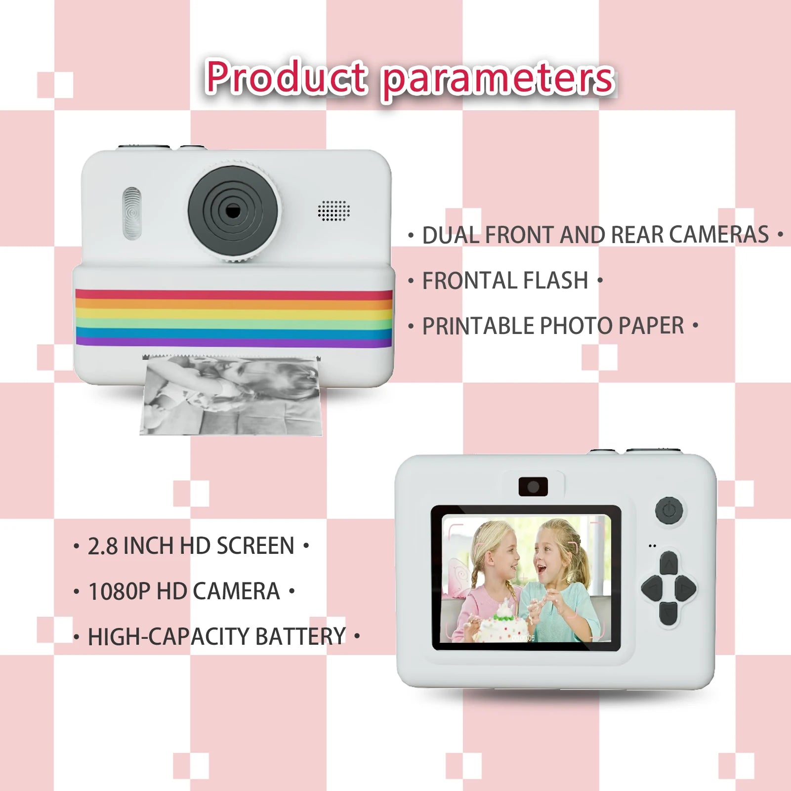 Digital Children Camera For Photography Mini Printer Portable Thermal Instant Print Photo Kids Camera 2.8inch HD Video Toy Gifts