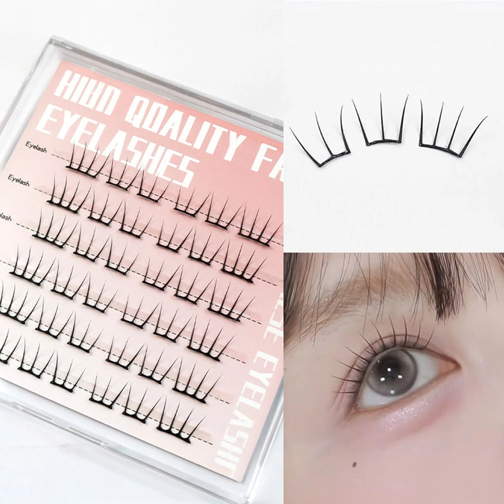 Self Adhesive DIY Lashes No Glue Needed Reusable Bottom Lash 5D Fluffy Cluster Eyelash Korean DIY Manga Lash Extension At Home