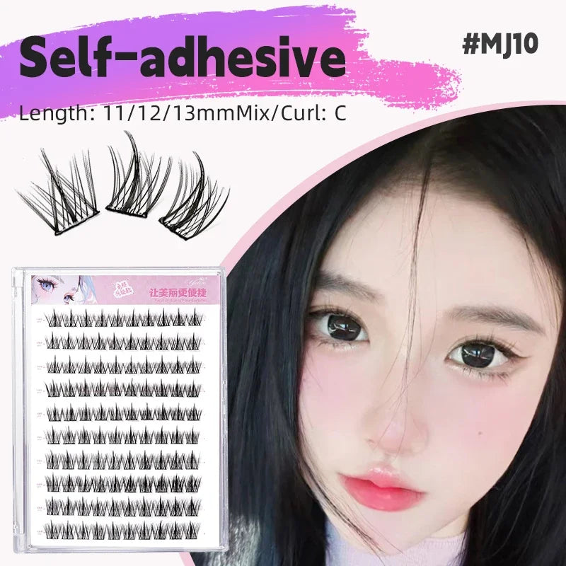 Yelix Self Adhesive Lashes No Glue Needed Reusable Under Eyelash Korean / Makeup DIY Individual Manga Lash Clusters