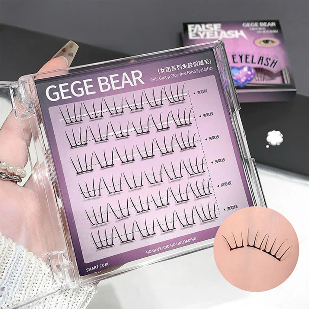 Self Adhesive DIY Lashes No Glue Needed Reusable Bottom Lash 5D Fluffy Cluster Eyelash Korean DIY Manga Lash Extension At Home